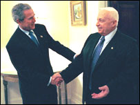 अरियल शेरॉन और जॉर्ज बुश