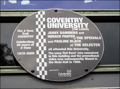 Plaque at the Coventry University Students' Union