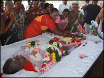 The body of LTTE leader's mother, Parvathi amma