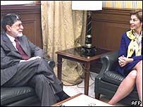 Celso Amorim e sua colega colombiana, Carolina Barco