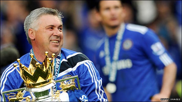 Carlo Ancelotti with the trophy
