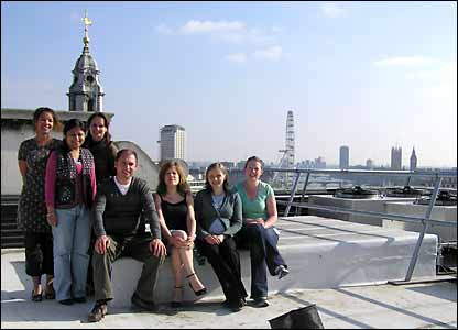 Outlook team members on the roof of Bush House