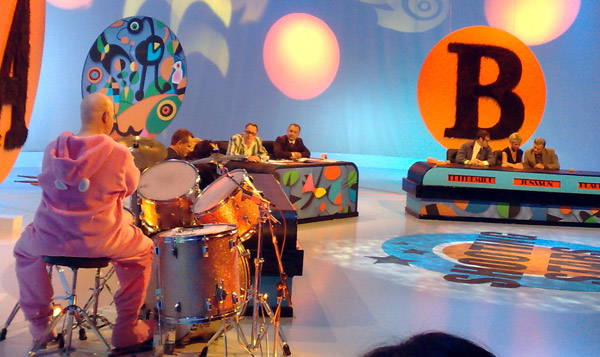 On set at Shooting Stars