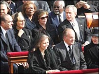 بوش، شيراک، پادشاه اسپانيا در مراسم تدفين پاپ