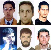 Fotos dos seis suspeitos procurados pela Justiça espanhola