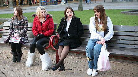 Home Time: from right - Emma Fryer as Gaynor, Kerry Godliman as Becky, Rebekah Staton as Kelly and Hayley Jayne Standing as Mel (image: BBC)