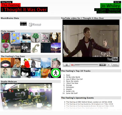 screenshot of html-based now playing interface