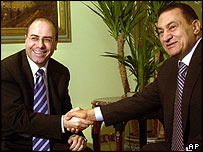 Silvan Shalom (esq.) e Hosni Mubarak