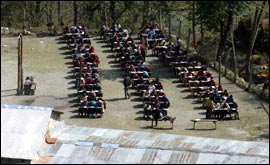 School children taking an exam