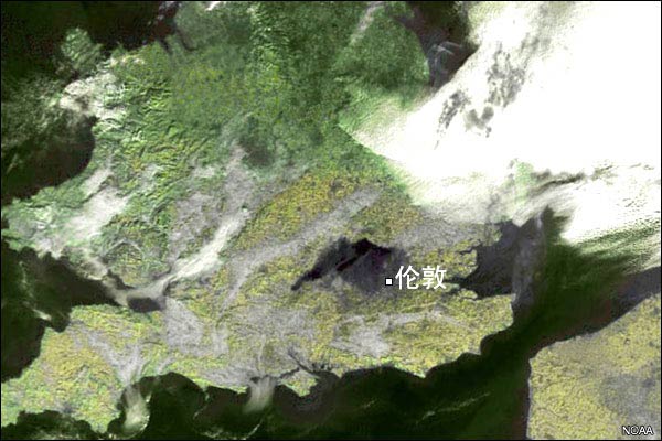 地图：燃烧黑烟笼罩伦敦