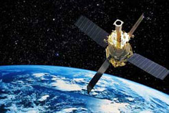 Artist concept of Gravity Probe B spacecraft in orbit around the Earth. Image credit: Stanford c/o NASA