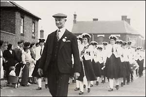Percy Wilson leading Woodville Parade in the 1950s