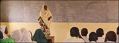 A teacher in her class in Nigeria