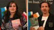 Longlisted English language authors Jasmine Donahaye and Richard Marggraf Turley with their books.