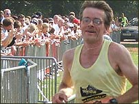 Adri crossing the finishing line first