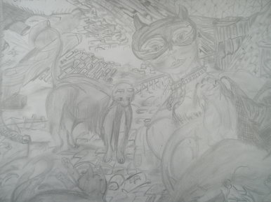 Catwoman on roof tops