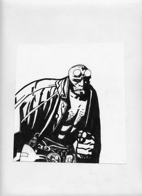 My inked up drawing of Hellboy