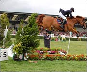 Soaring over the water jump