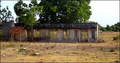War-destroyed buildings in Mannar (file photo -August 2010)