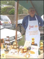 Geoff Burroughs at the Halcyon Honey stall