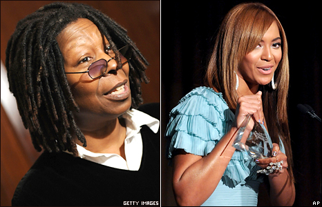 Whoopie Goldberg (left) and Beyonce Knowles