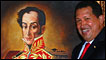 Hugo Chávez junto a un cuadro de Simón Bolívar