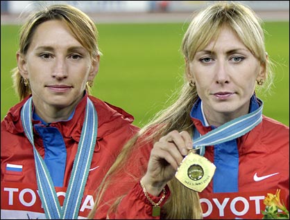 Two of the named athletes, Tatyana Tomashova (centre) and Olga Yegorova (left), won gold and silver in 1500m at the 2005 World Championships