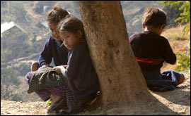 Children playing in the shade