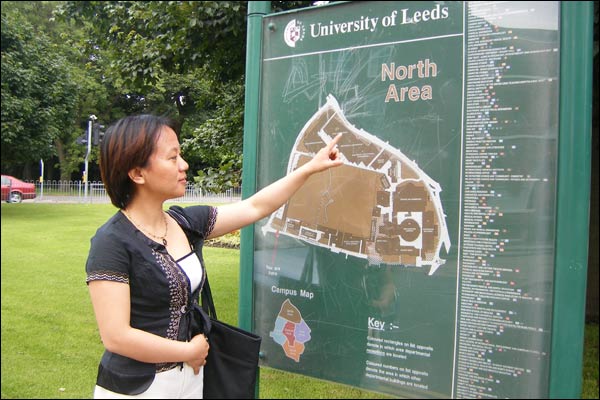 woman looking at a map
