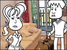 Alice and Tim in the sitting room