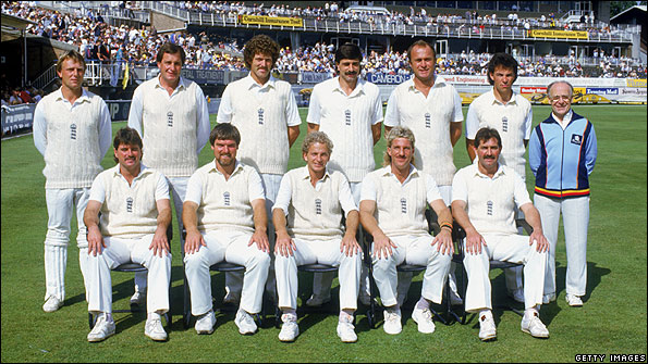England's team at Edgbaston in 1985