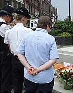 Floral tributes outside Luton Town Hall