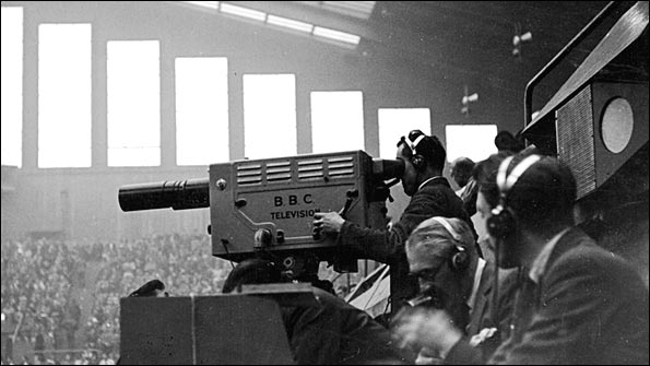 BBC camera at the Empire Pool, Wembley, for the 1948 Olympics