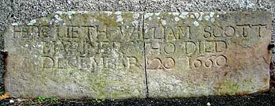 Headstone of William Scott, dated 1660