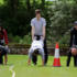The wheelbarrow race pairs Tina with Dave, Greg with Aled and Vernon with Dom.