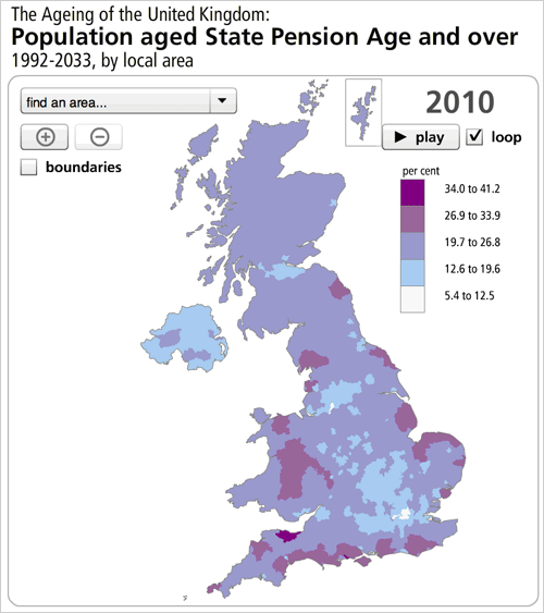Population state pension age and over, 2010