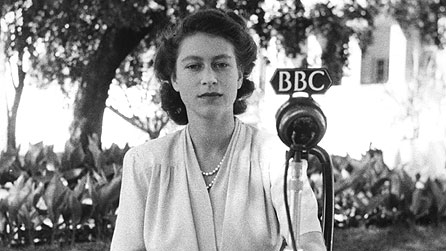 Princess Elizabeth recording her speech in South Africa