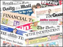 Trang nhất vài tờ báo lớn ở Anh