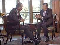 گوردون براون( راست) و آندرو مار مصاحبه گر بی بی سی