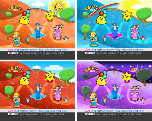 Different versions of the CBeebies homepage on Sky in 2007