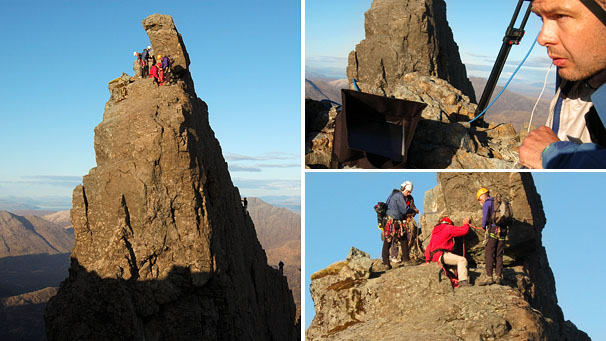 Crew and presenters filming on location on Skye