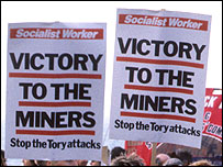Victory to the miners banners