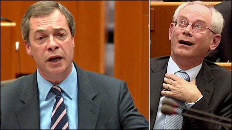 Nigel Farage MEP (l) and Herman Van Rompuy
