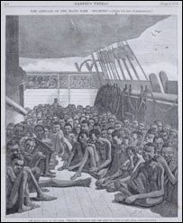 Imagem publicada no Harper's Weekly em 2/6/1860 mostra o navio Wildfire, capturado enquanto ia para Cuba. Cortesia da New York Public Library.