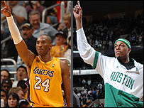 پال پیرس (بوستون سلتیکز) و کوبی برایانت (لس آنجلس لیکرز)