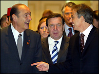 Vedoucí představitelé Francie, Německa a Británie