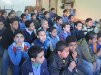 Pupils sing songs about the revolution