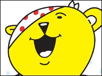 Pudsey Bear has a laugh