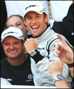 Jenson Button celebrating