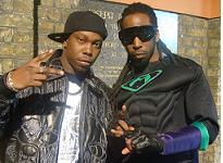 Dizzee Rascal hangs out with the mighty Merkle Man (aka Jammer) at the Flex video shoot.